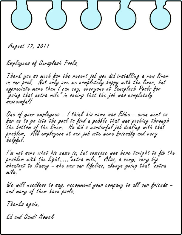 Sun Splash Pools and Spas - Testimonials from very satisfied clients
